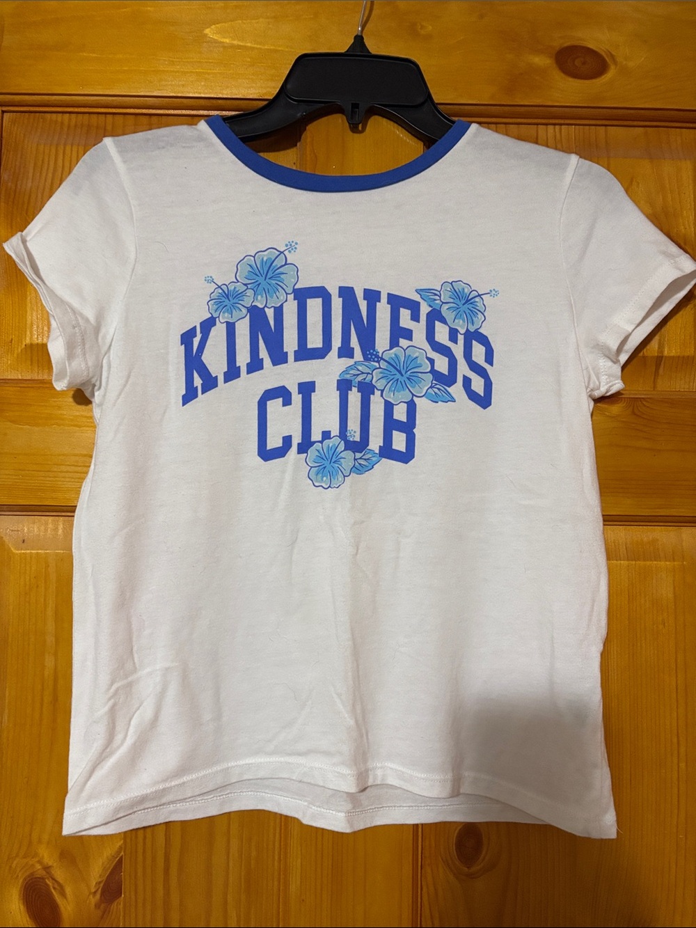 Old Navy White Tee with Blue 'Kindness Club' Graphic